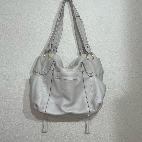 B. Makowsky Leather Tote Shoulder Bag Bone Leather - Picture 7 of 14